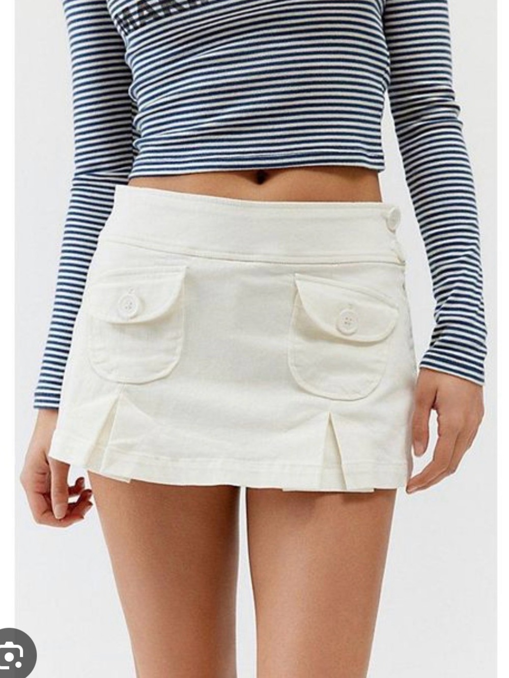 Urban Outfitters Ivory Mini Skort with Button Flap Pockets